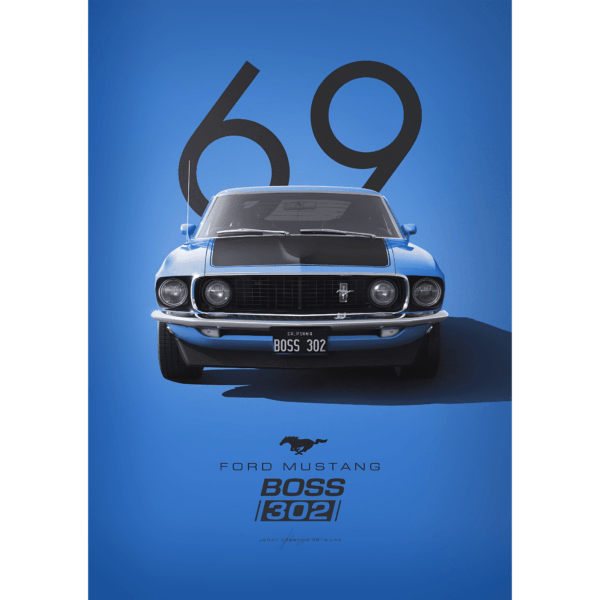 1969 FORD MUSTANG BOSS 302 | VINTAGE CARS | CAR POSTERS